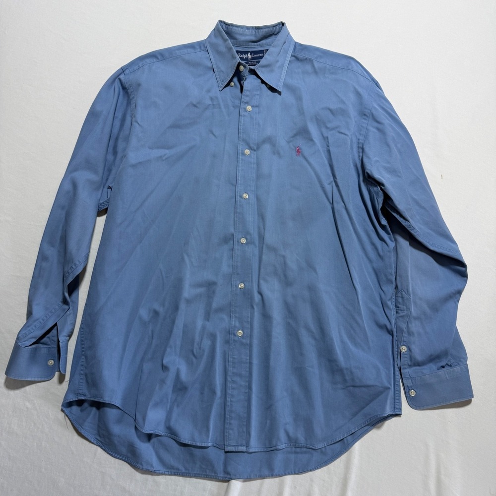 Ralph Lauren Blaire Shirt Mens L Blue Button Down Long Sleeve 100% Cotton